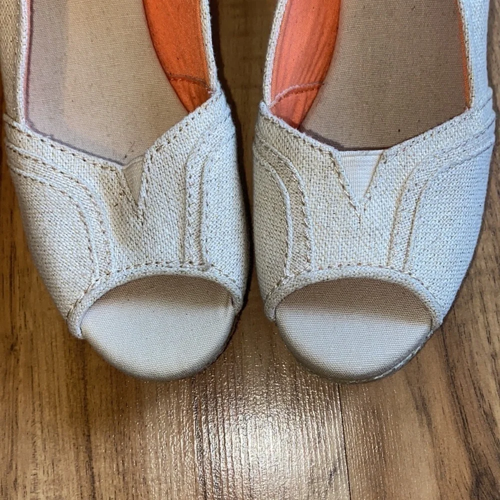 Sonoma cork wedges tan and shimmer gold open peep toe
